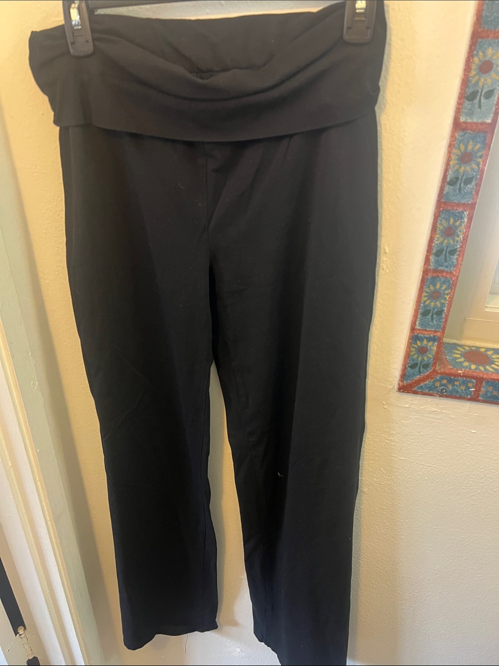 Women's Black Fold-Over Waist Pants